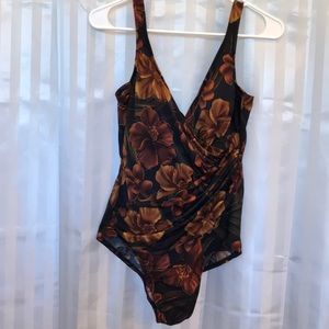 Miraclesuit Rockin Moroccan DD-Cup Sanibel Underwire One Piece Swimsuit Size 12DD Blue